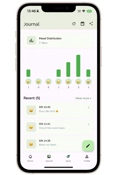 MoodPlant app home screen