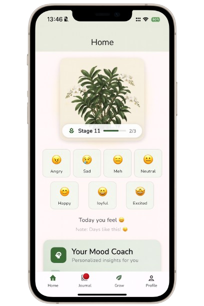 MoodPlant mood tracking and journal